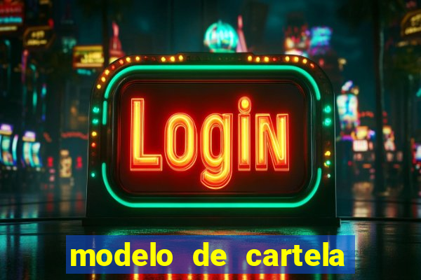 modelo de cartela para bingo