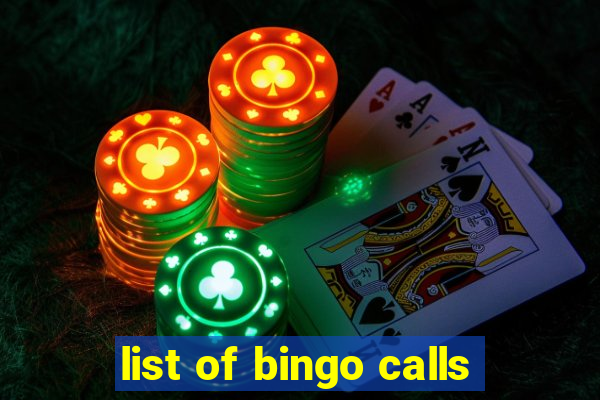 list of bingo calls