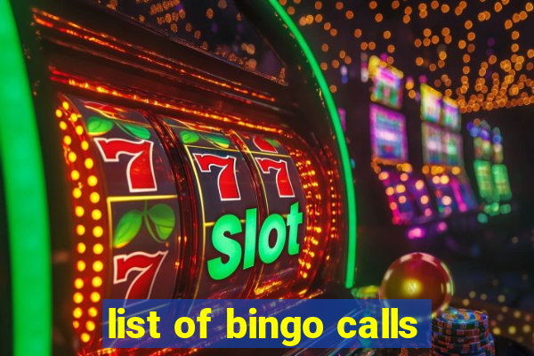 list of bingo calls